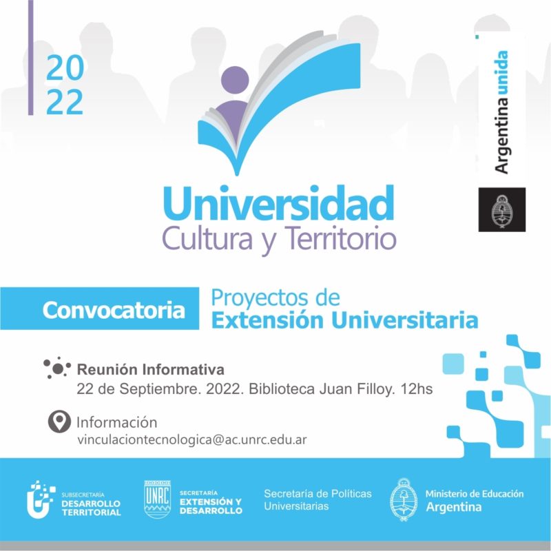 Se encuentra abierta la convocatoria “Universidad Cultura y Territorio 2022” para proyectos de extensión universitaria
