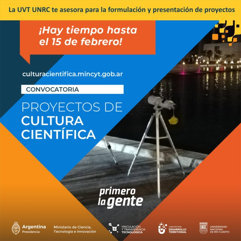 La UVT UNRC asesora para la presentación de «Proyectos de Cultura Científica»