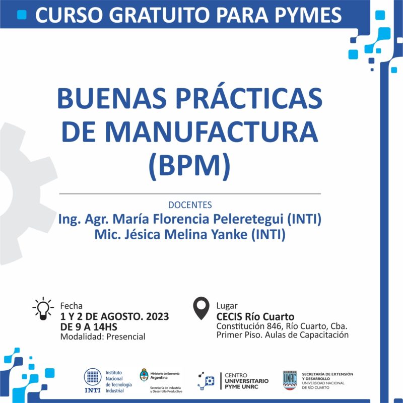 Curso gratuito para pymes: «Buenas prácticas de manufactura»